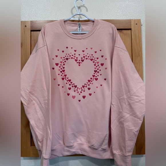Jerzees Tops - Valentine’s Day Pink Heart Sweatshirt, size XL oversized baggy